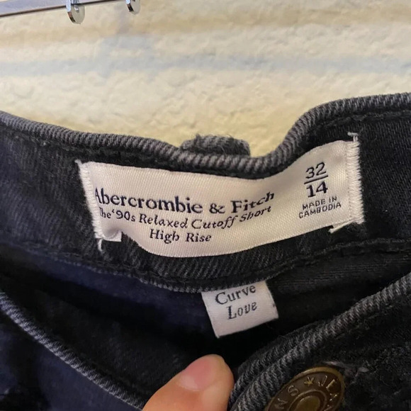 Abercrombie & Fitch‎ The 90s Relaxed Cutoff High Rise Shorts Curve Love Sz 32 14 - Picture 4 of 10